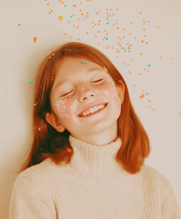 Joyful Redhead with Glitter
