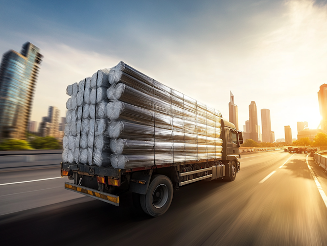 Highway Truck with Cylindrical Load