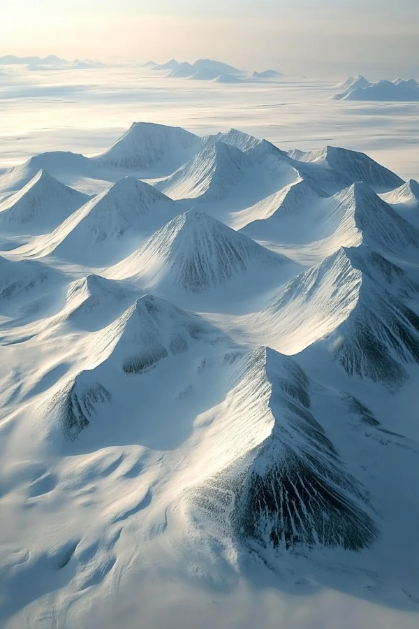Aerial View of Snow-Covered Mountain Range