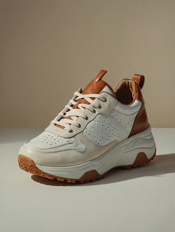 White and Brown Sneaker
