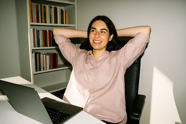 Woman Relaxing at Desk
