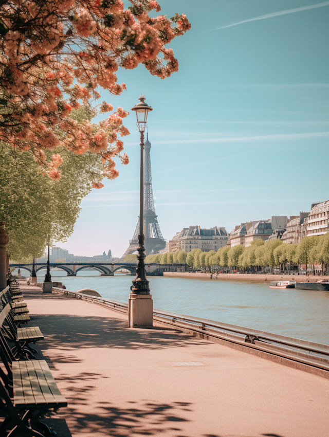 Springtime Serenity at the Eiffel Tower Promenade