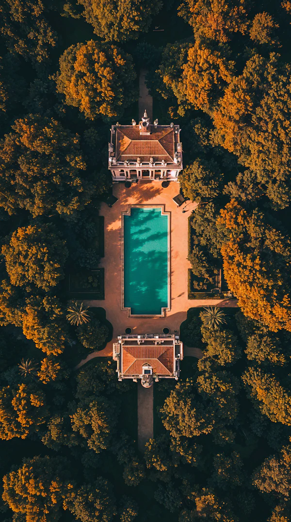 Symmetrical Garden with Central Pool