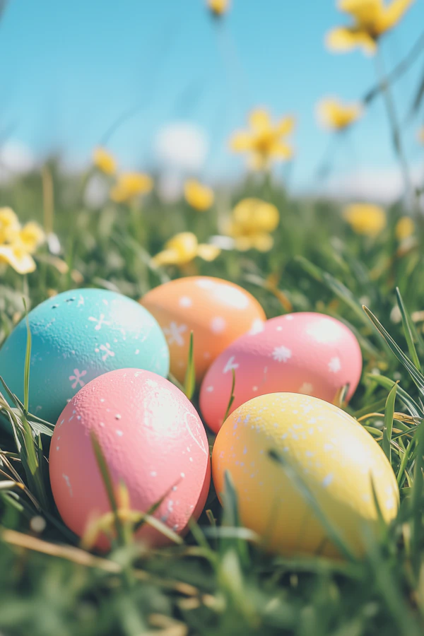 Colorful Easter Eggs in Grass