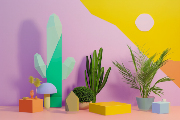 Geometric Oasis in Pastel Hues