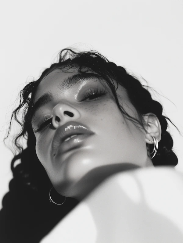 Close-up Portrait in Black and White