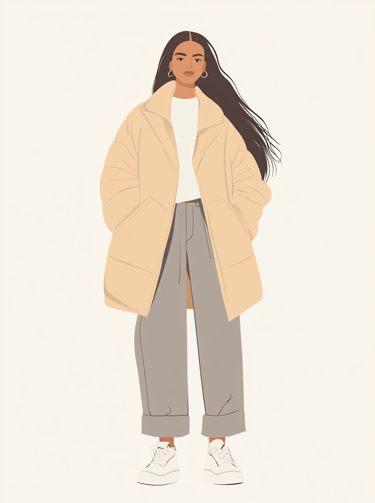 Stylized Illustration of Fashionable Woman