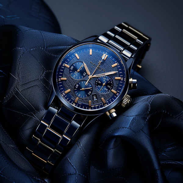 Elegant Blue and Gold Wristwatch