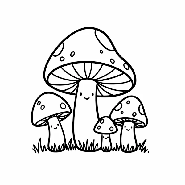 Whimsical Mushroom Family