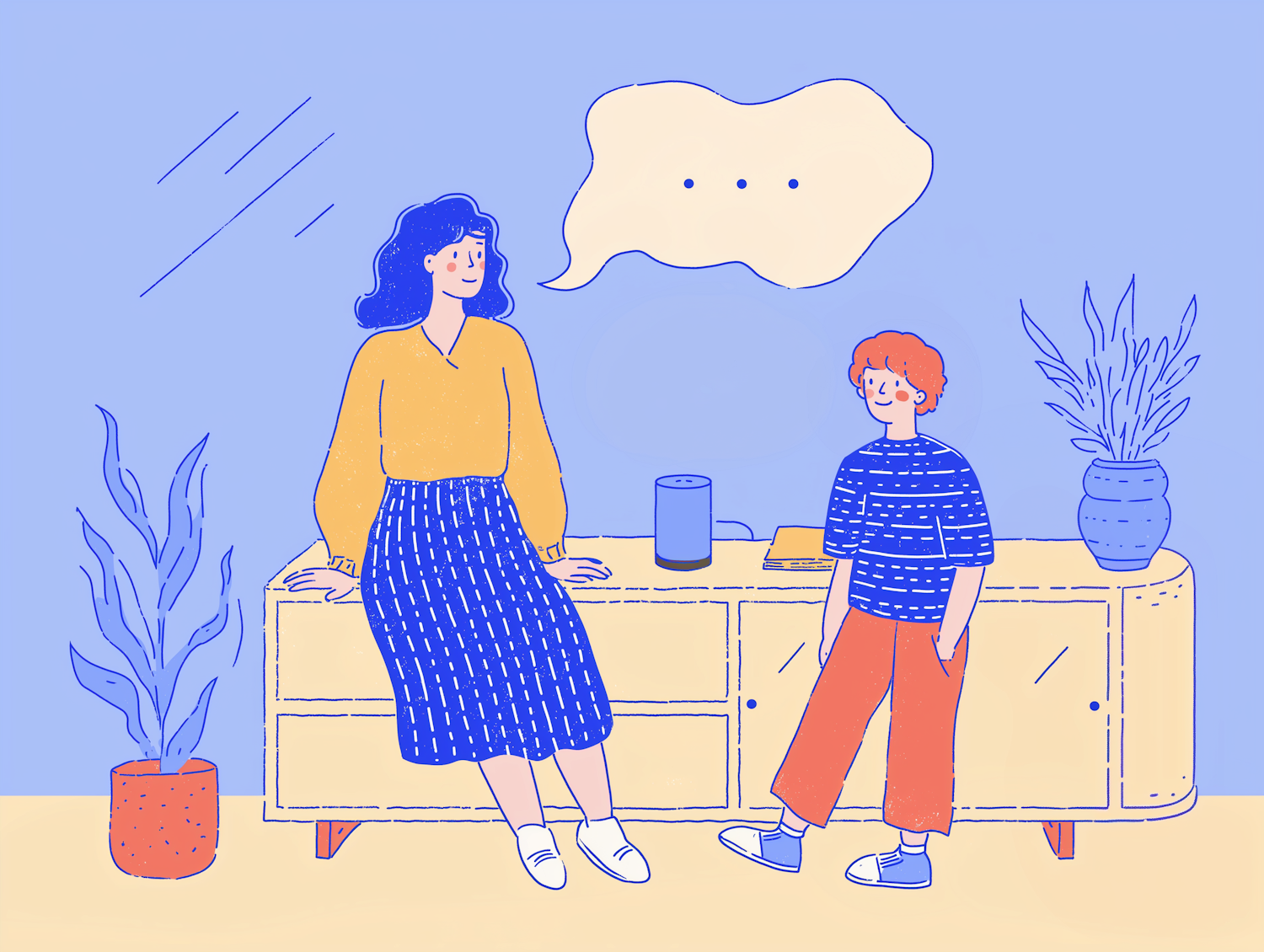 Woman and Child with Speaker