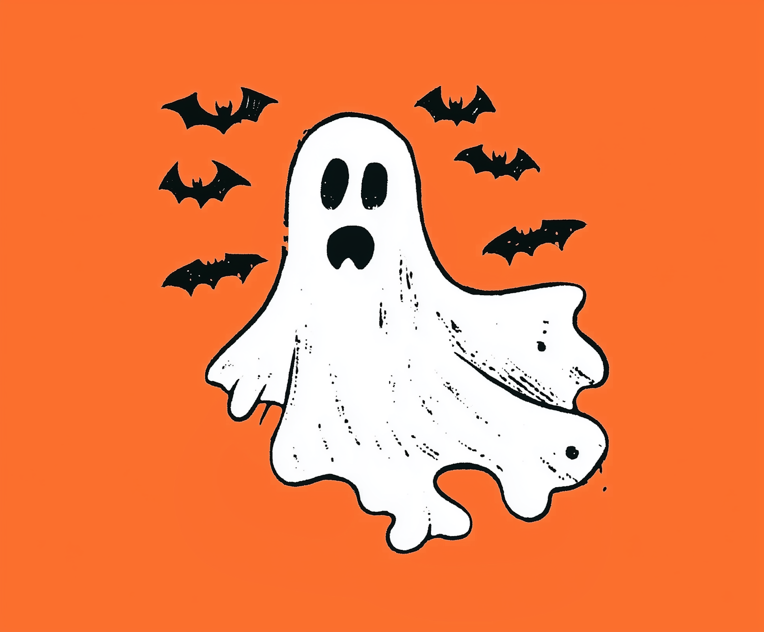 Cartoonish Ghost with Bats