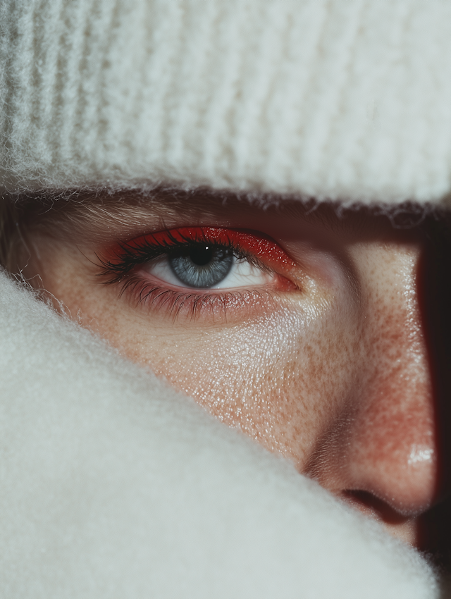 Close-up of Eye with Red Eyeshadow