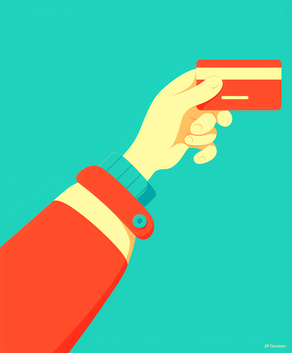 Hand Holding Red Credit Card Illustration