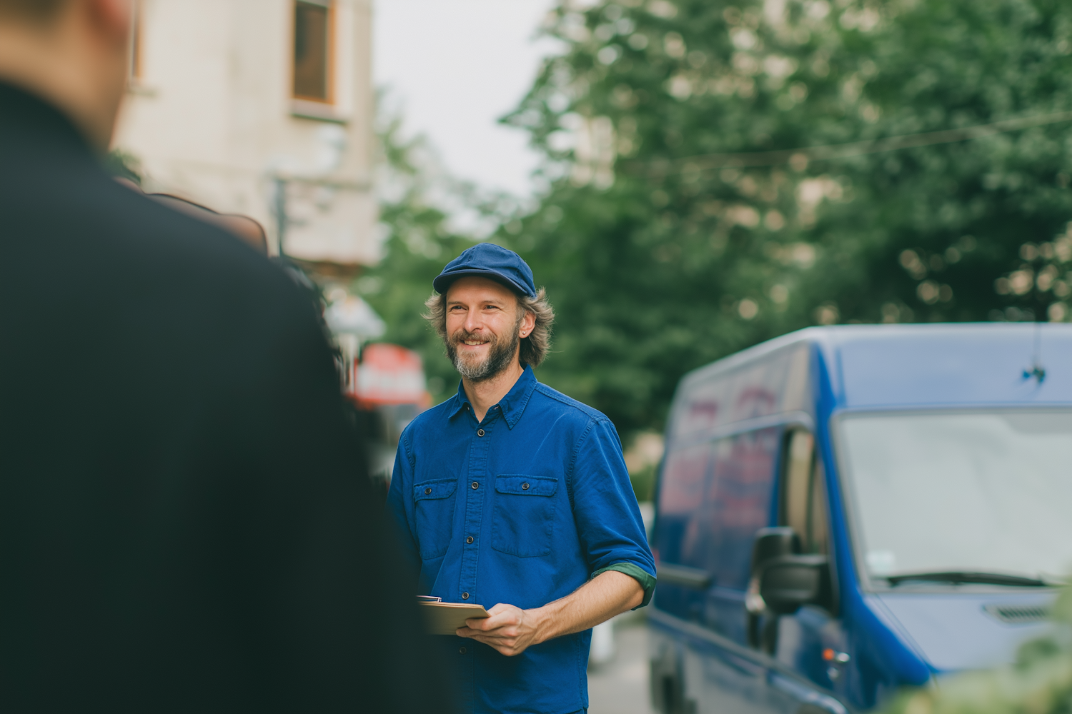 Man with Clipboard Outdoors