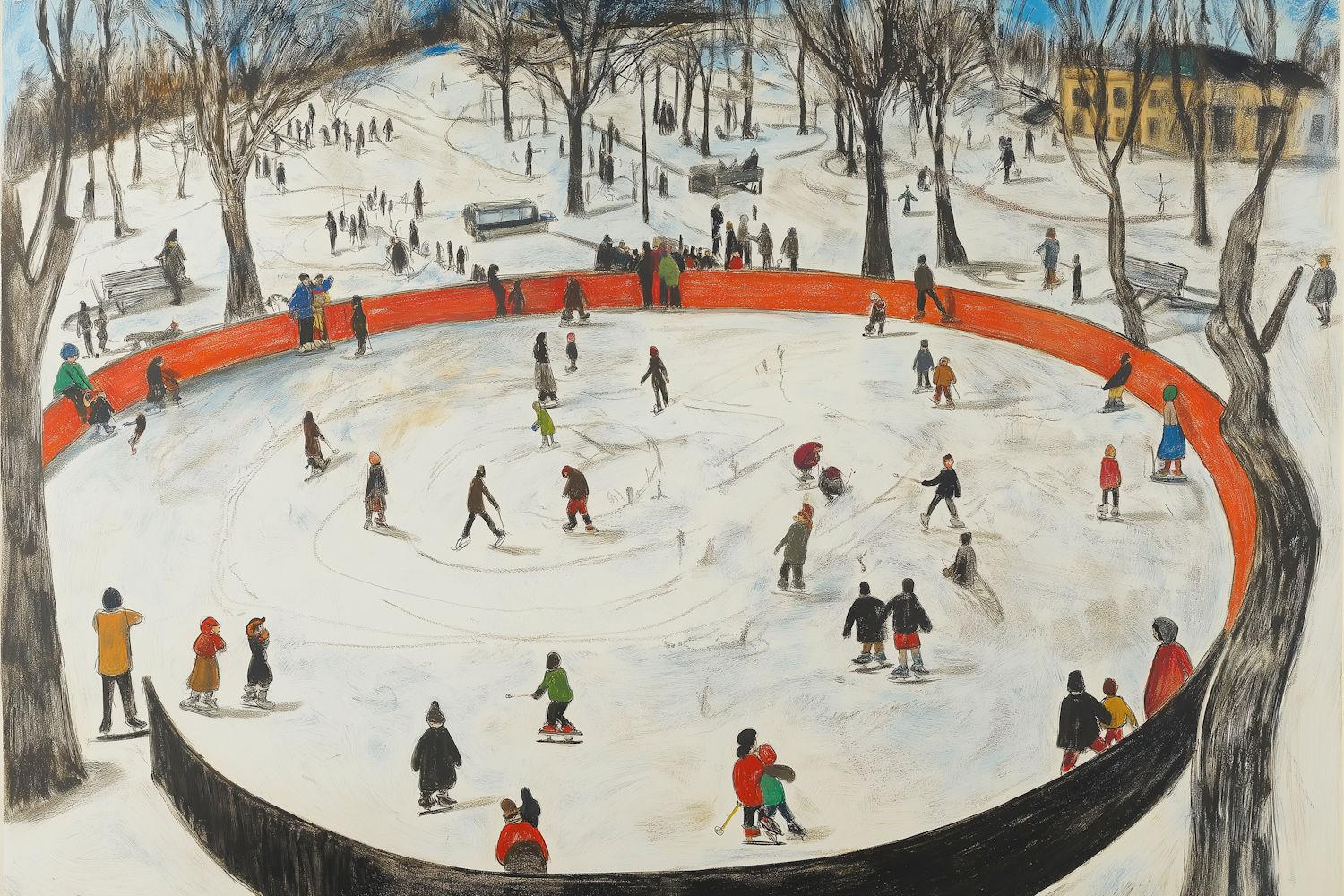 Lively Winter Ice Skating Scene