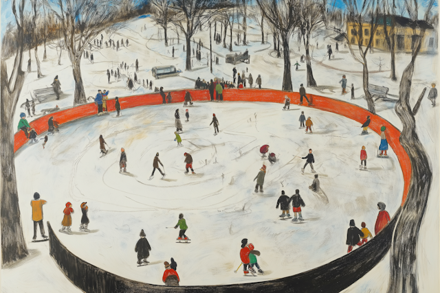 Lively Winter Ice Skating Scene