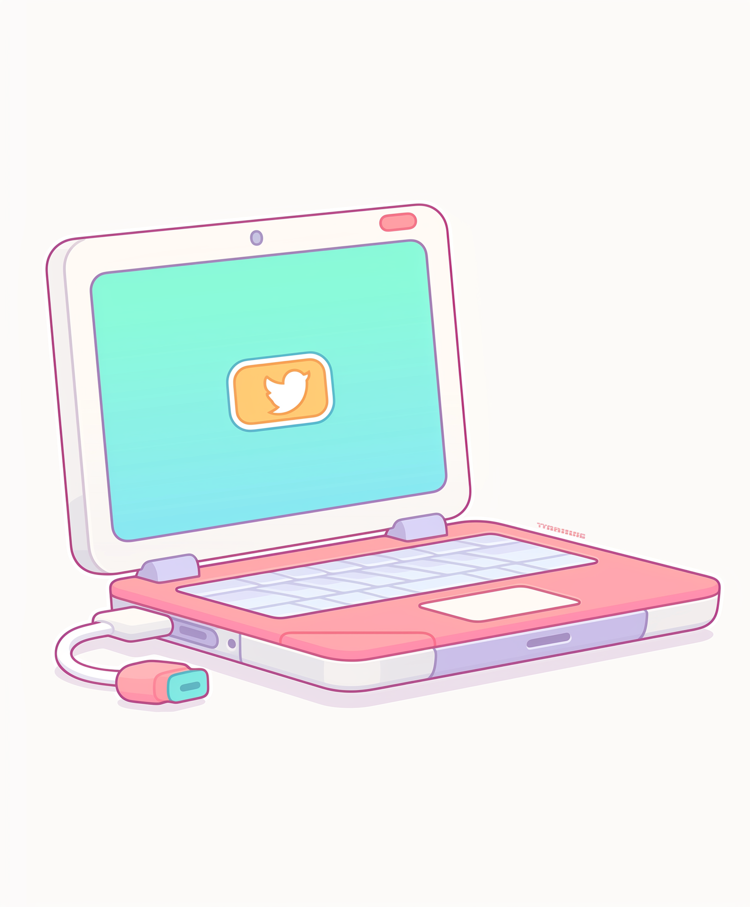 Stylized Laptop with Twitter Logo