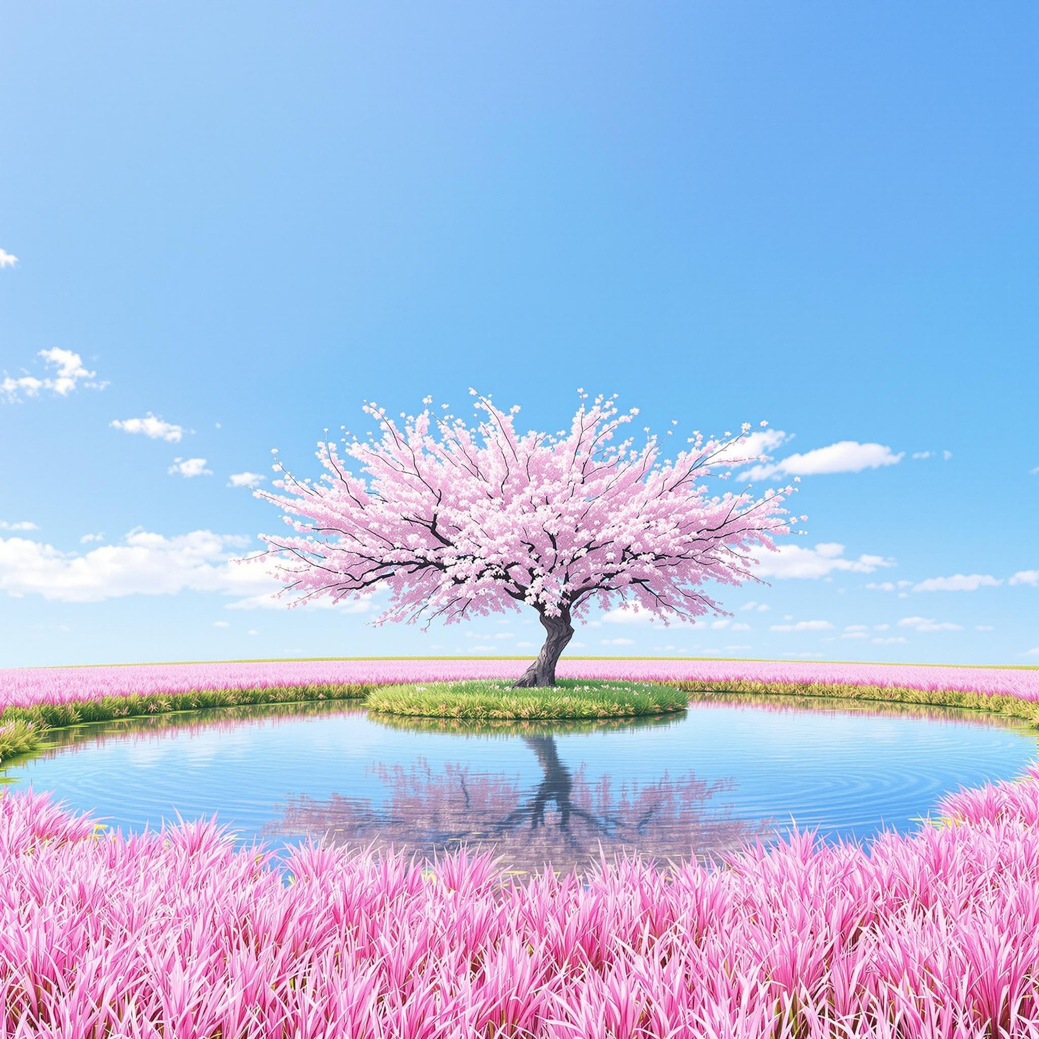 Cherry Blossom Serenity Illustration on Lummi