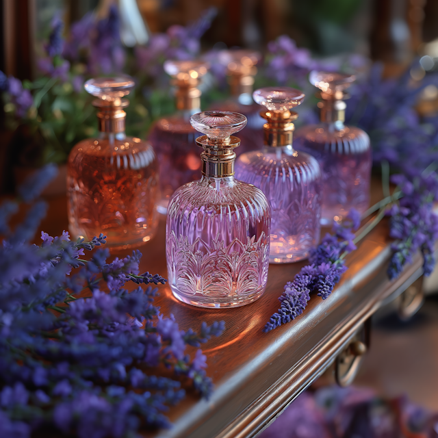 Elegant Glass Perfume Bottles with Lavender