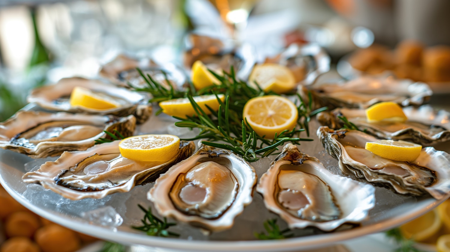 Freshly Shucked Oysters on Platter