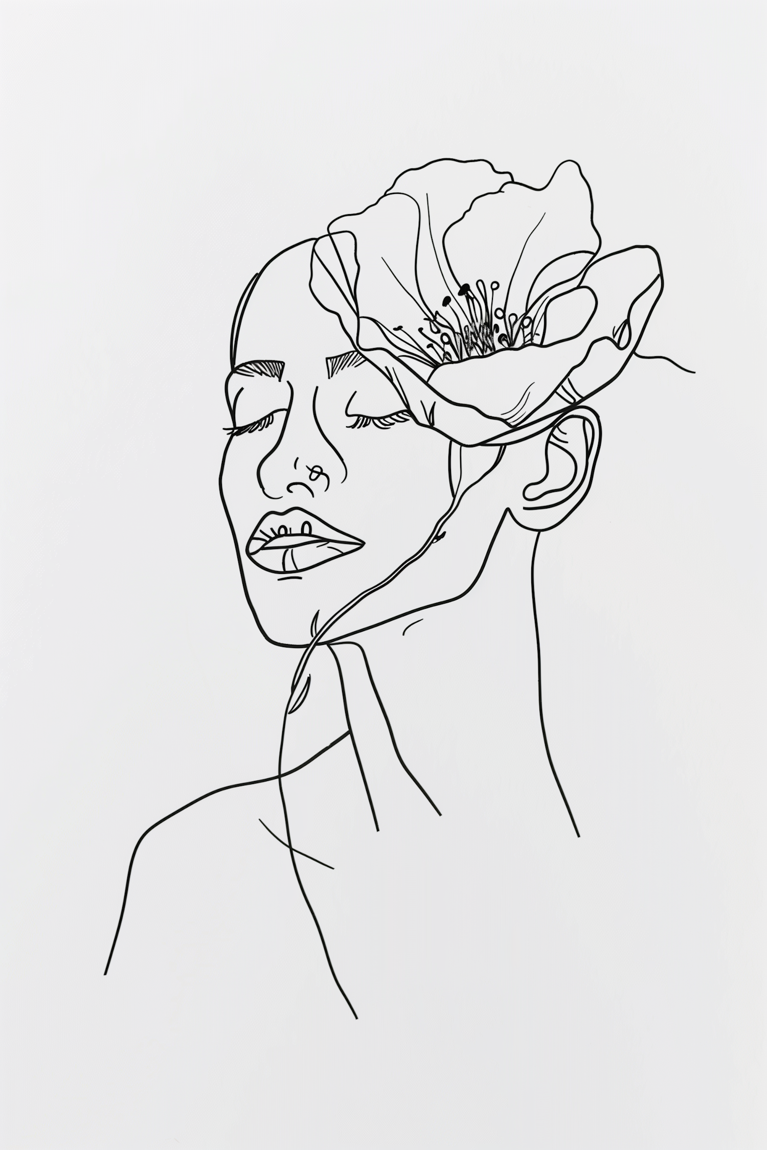 Minimalist Face with Flower