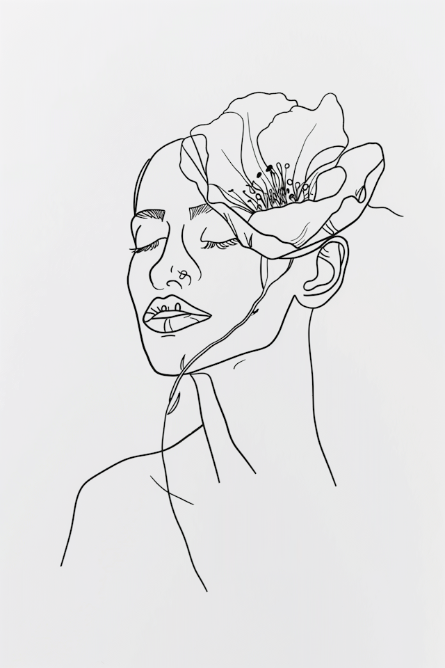 Minimalist Face with Flower