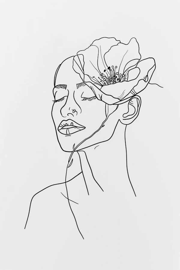 Minimalist Face with Flower