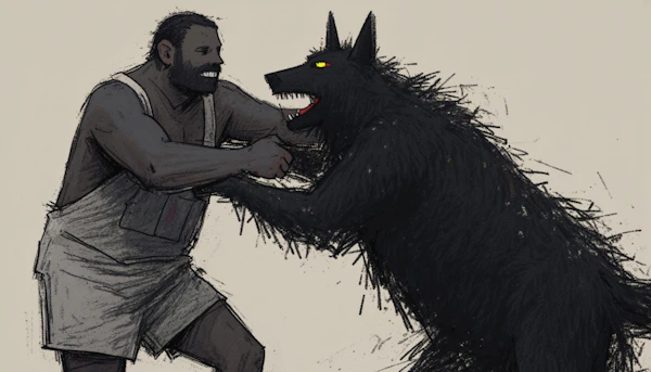 Man vs Wolf Illustration