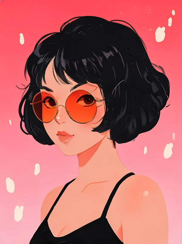 Stylized Portrait with Orange Sunglasses