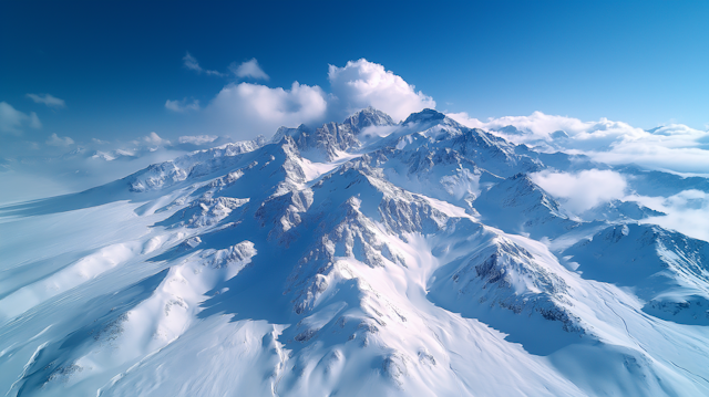 Snow-Capped Mountain Range Aerial View