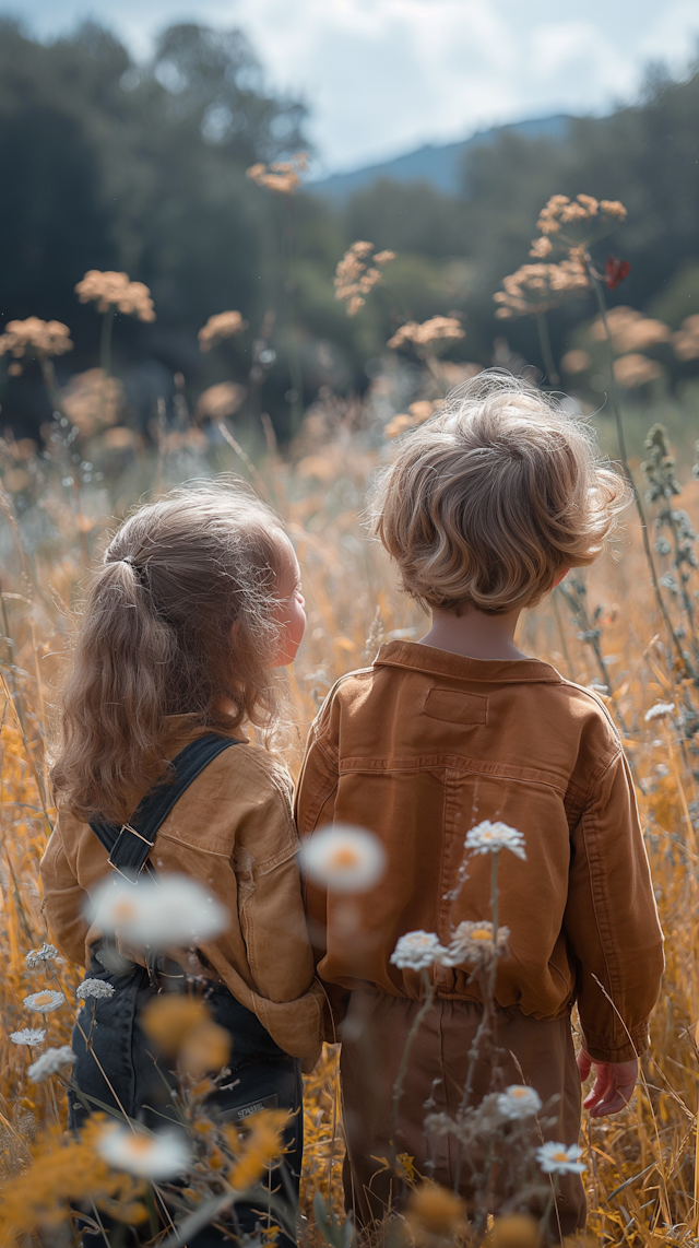 Children in Sunlit Grass