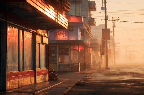 Serene Golden Hour on an Asian Street