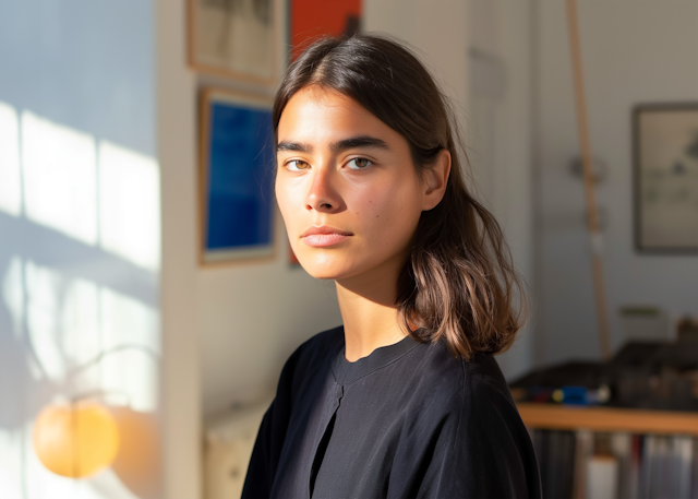 Serene Latin Woman in Golden Hour Light