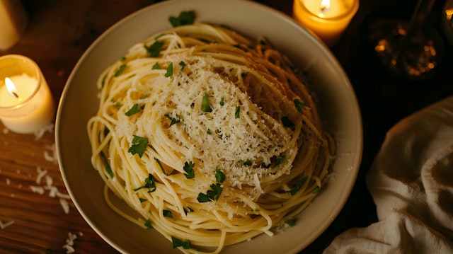 Spaghetti with Cheese and Parsley