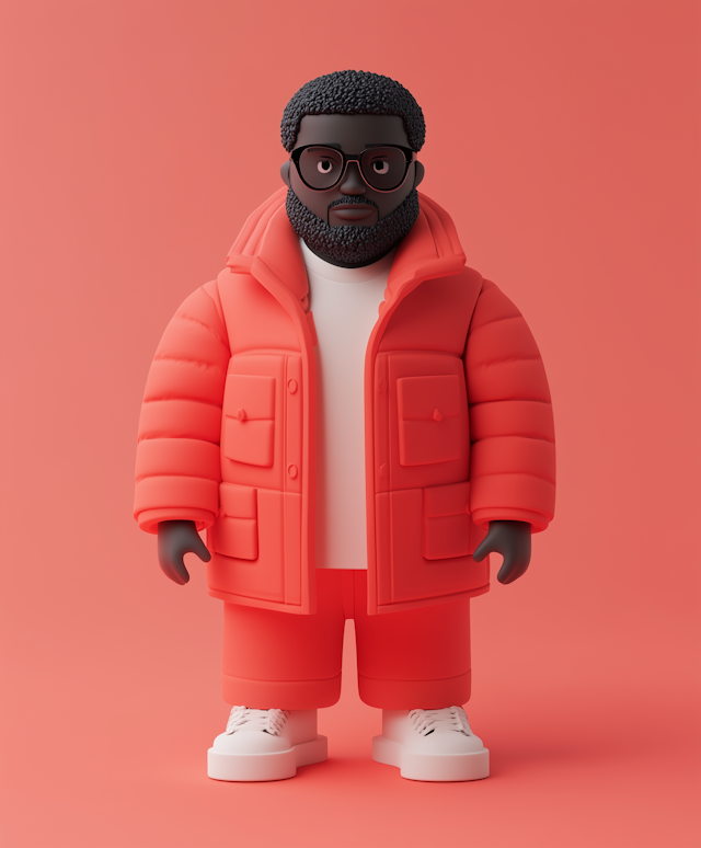 Stylized Male Figure in Red Winter Outfit