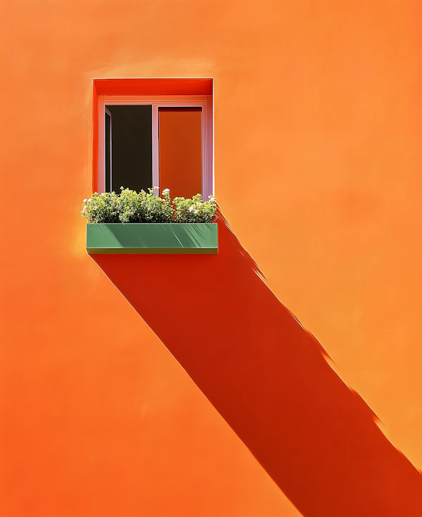 Vibrant Orange Wall with Window