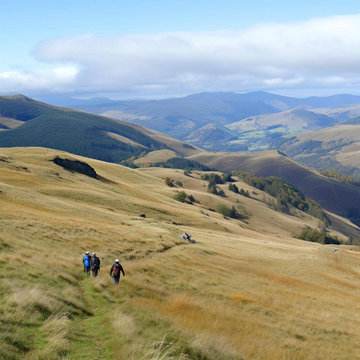 Highland Hikers on a Golden Trail