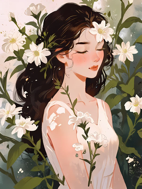 Serene Floral Portrait