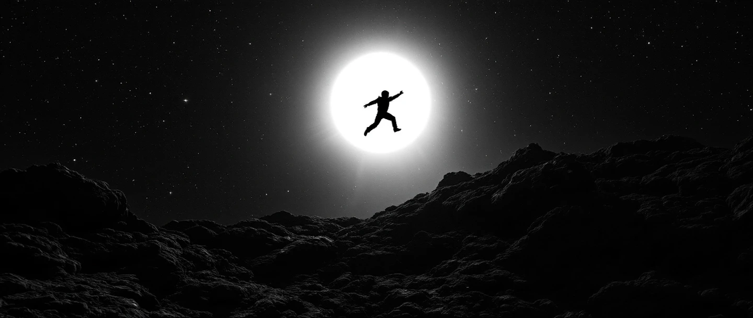 Silhouette Leap Against Moon