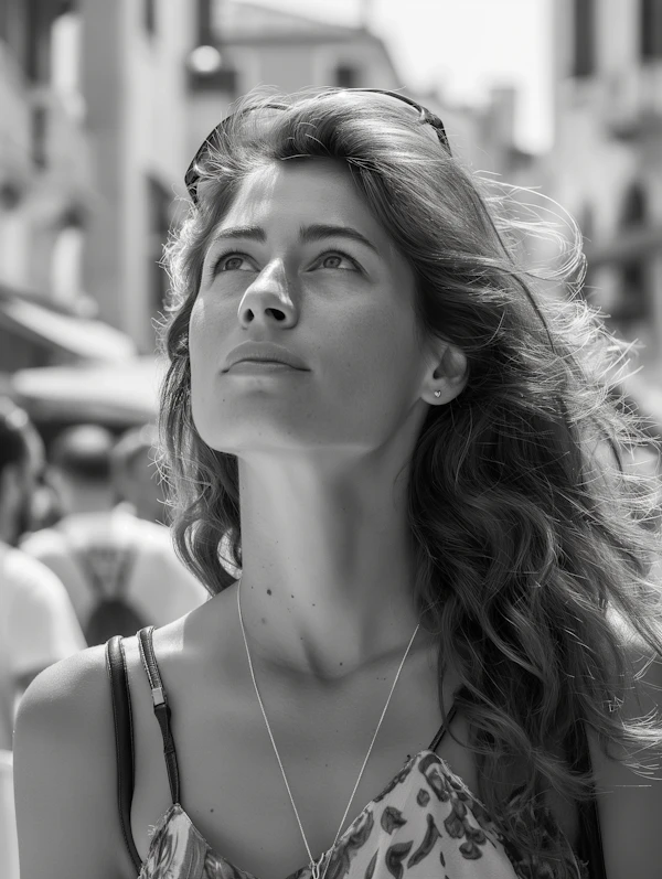 Monochromatic Portrait of Thoughtful Woman