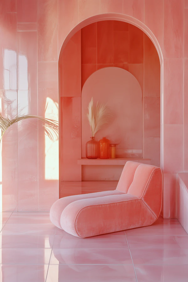 Modern Interior with Pink Lounge Chair