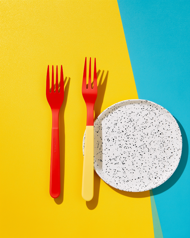 Colorful Forks and Plate