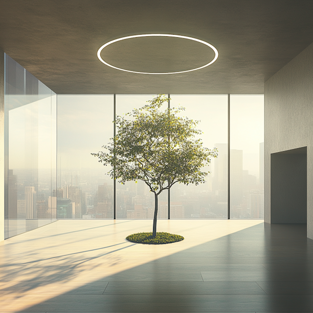 Minimalist Interior with Tree