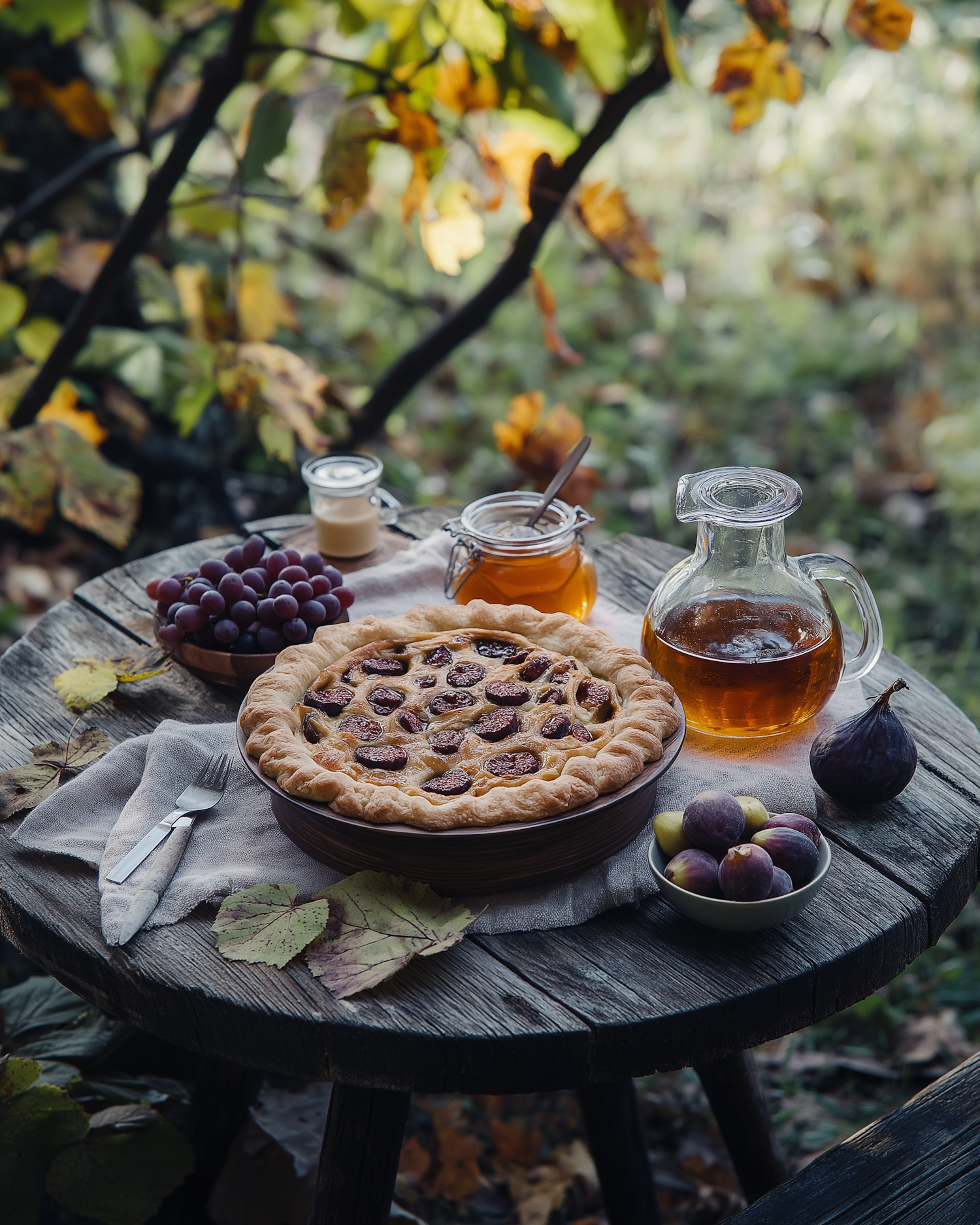 Rustic Outdoor Setting with Homemade Pie