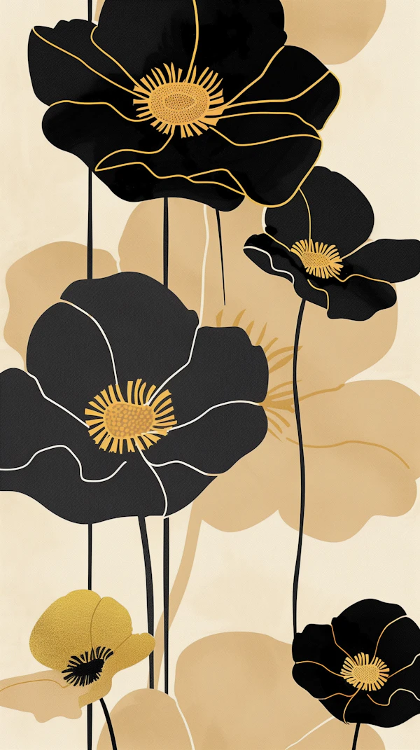 Black and Gold Flowers