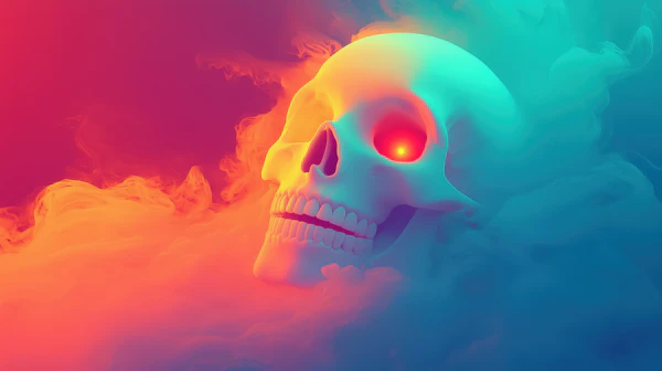 Surreal Neon Skull Art