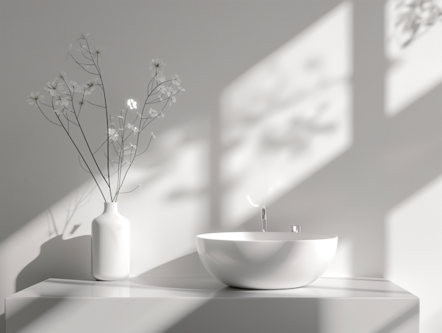 Minimalist Interior with Vase and Basin