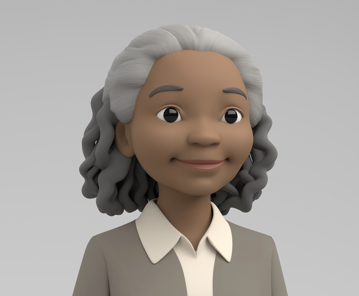 3D Model of Elderly Woman Smiling