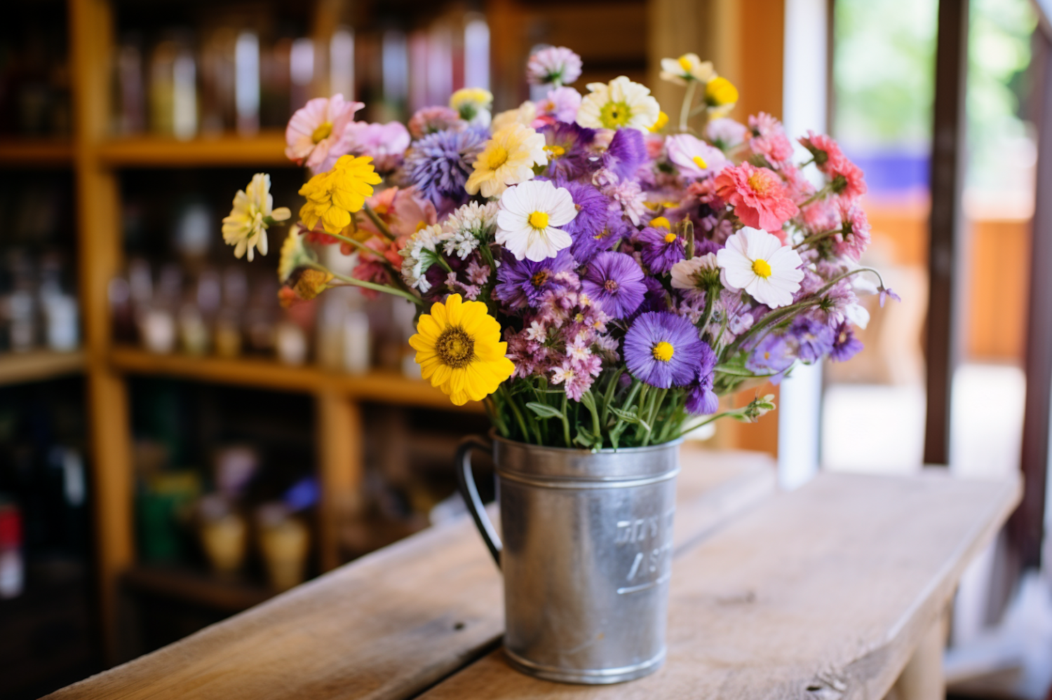 Vintage Pail Floral Abundance