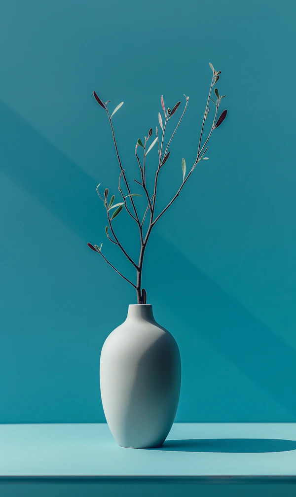 Minimalist White Vase with Branches